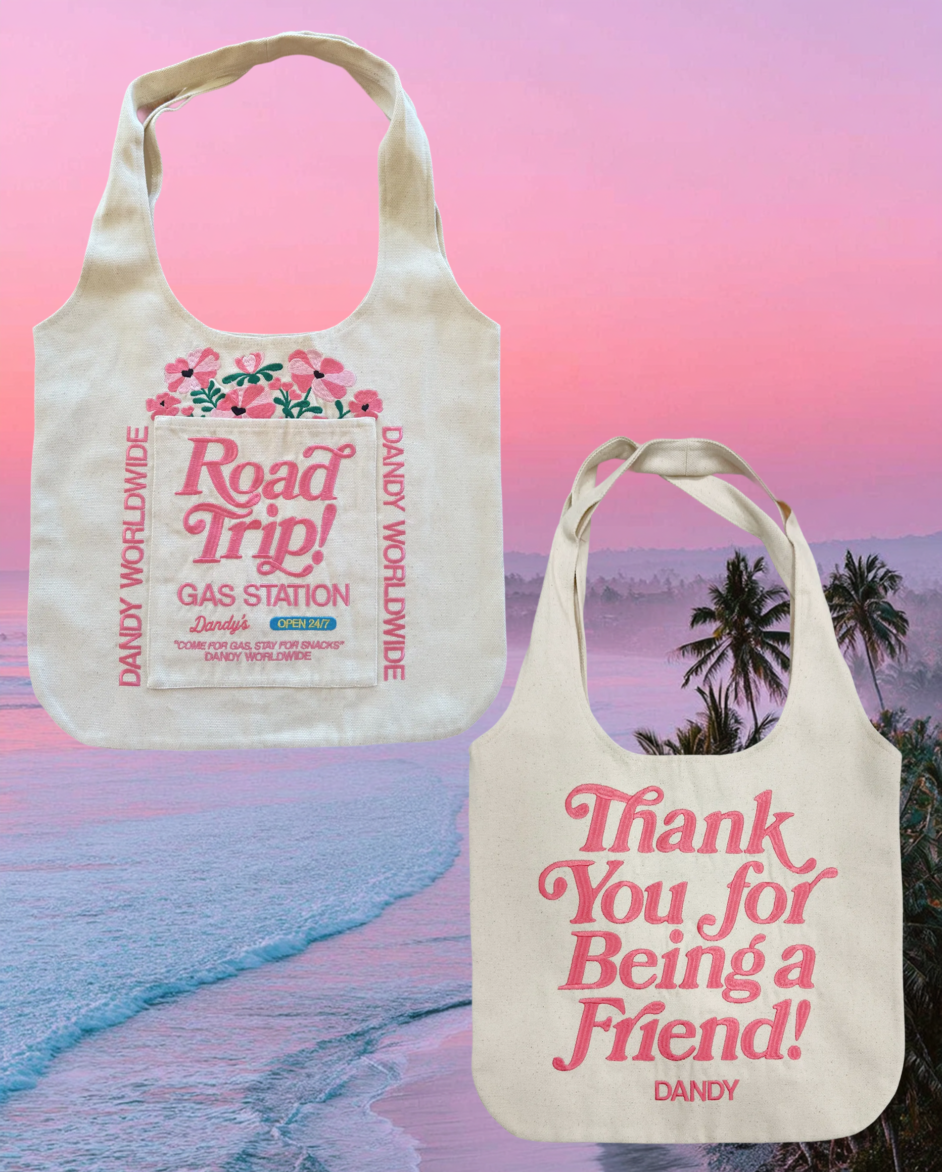 Road Trip! Double-Sided Tote Bag in Cream
