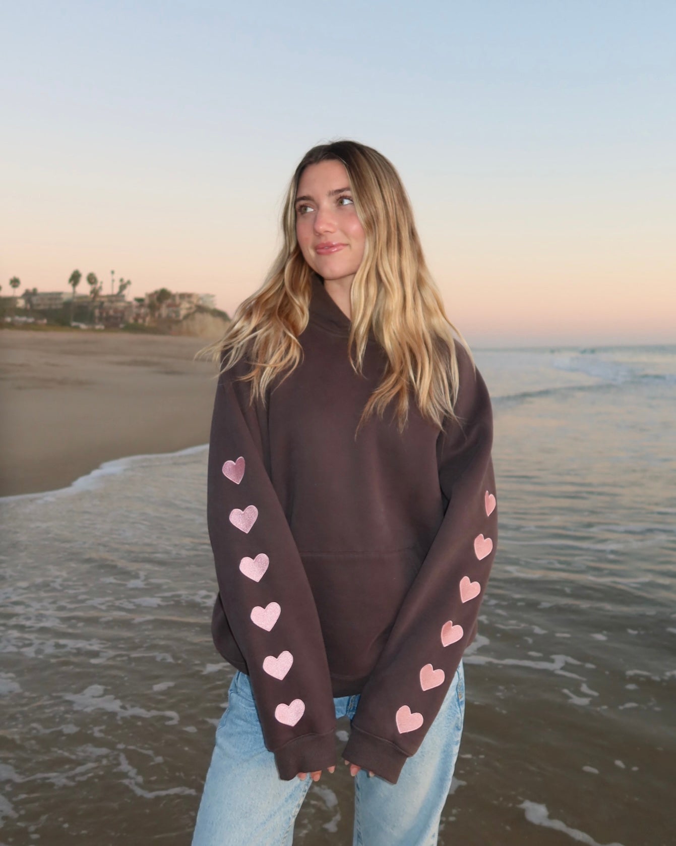Heart on My Sleeve Oversized Lux Hoodie in Charcoal Gray