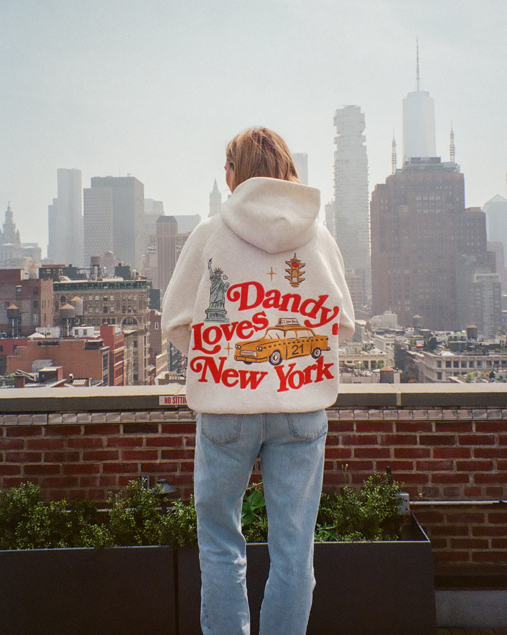 New York Oversized Lux Hoodie in Heather Gray