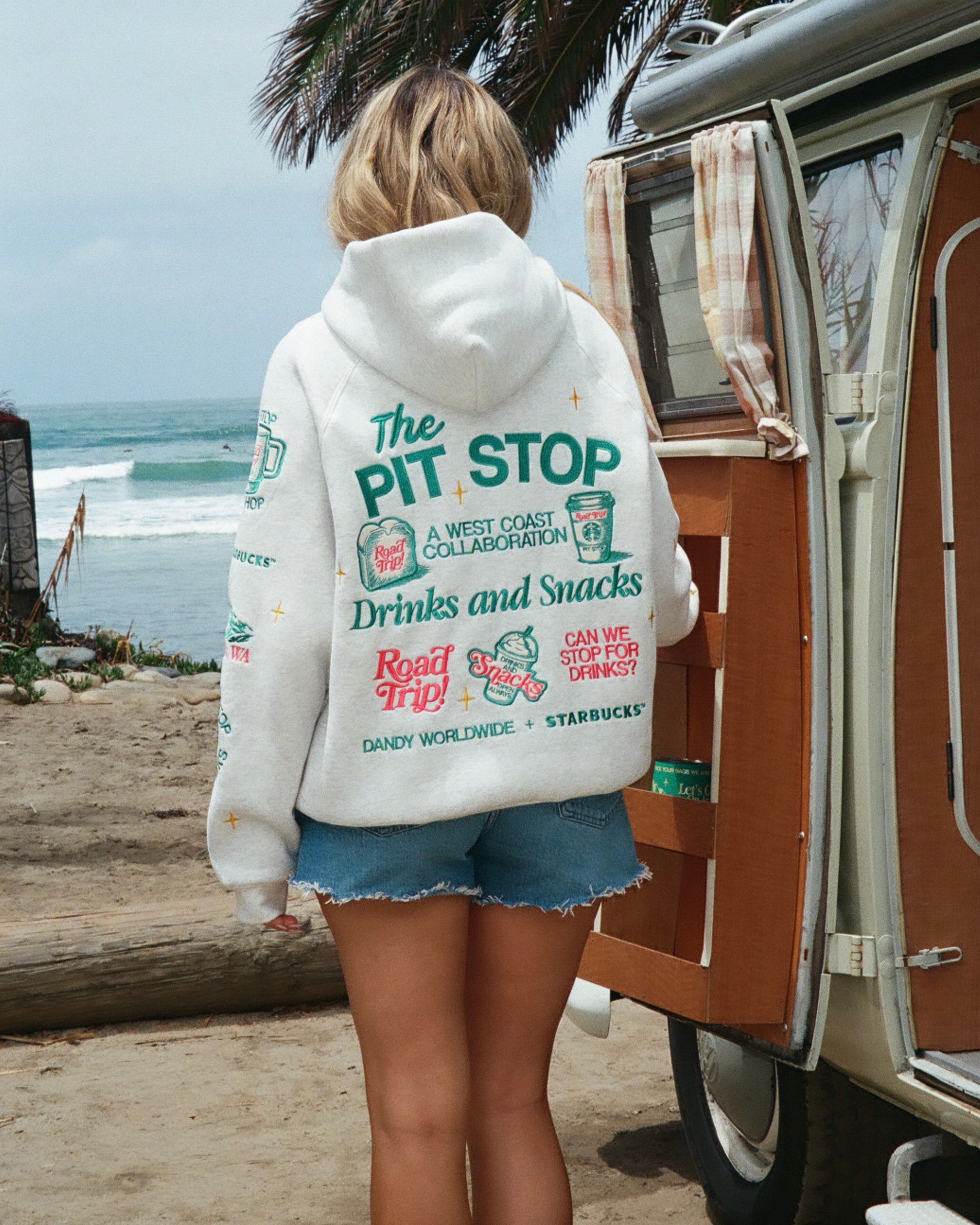 DANDY + STARBUCKS Pit Stop Hoodie in Heather Grey